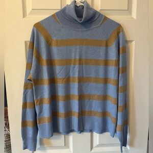 Mango Striped Turtleneck Sweater in Blue and Tan